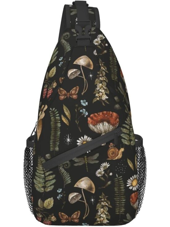 Other - Sling Bag Vintage Mushroom Leaf Forest Hiking Daypack Crossbody Shoulder Backpac